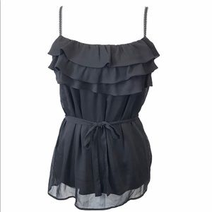Johnny Martin Tiered Ruffle Tank Top‎ Tie Waistline